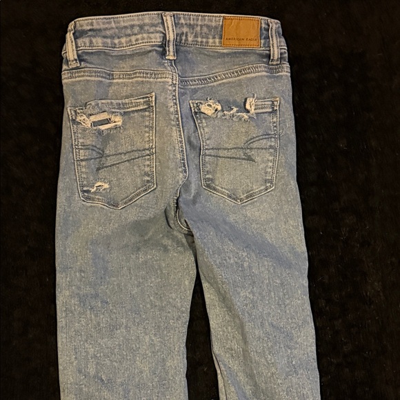 American Eagle Outfitters Light Blue Distressed Flare Jeans - Picture 7 of 10